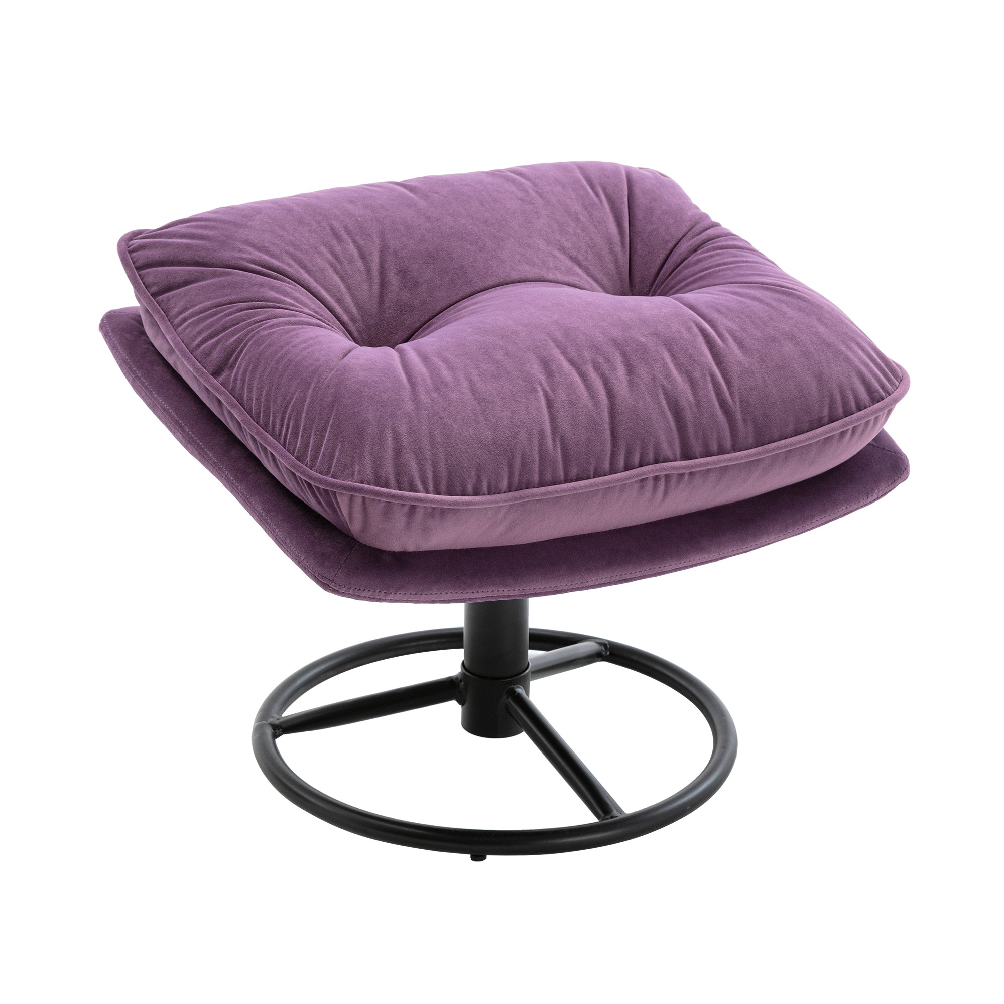 Purple Velvet Upholstered Chair with Ottoman