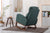 Modern Glider Rocking Chair with Side Pocket and High Back in Emerald Linen