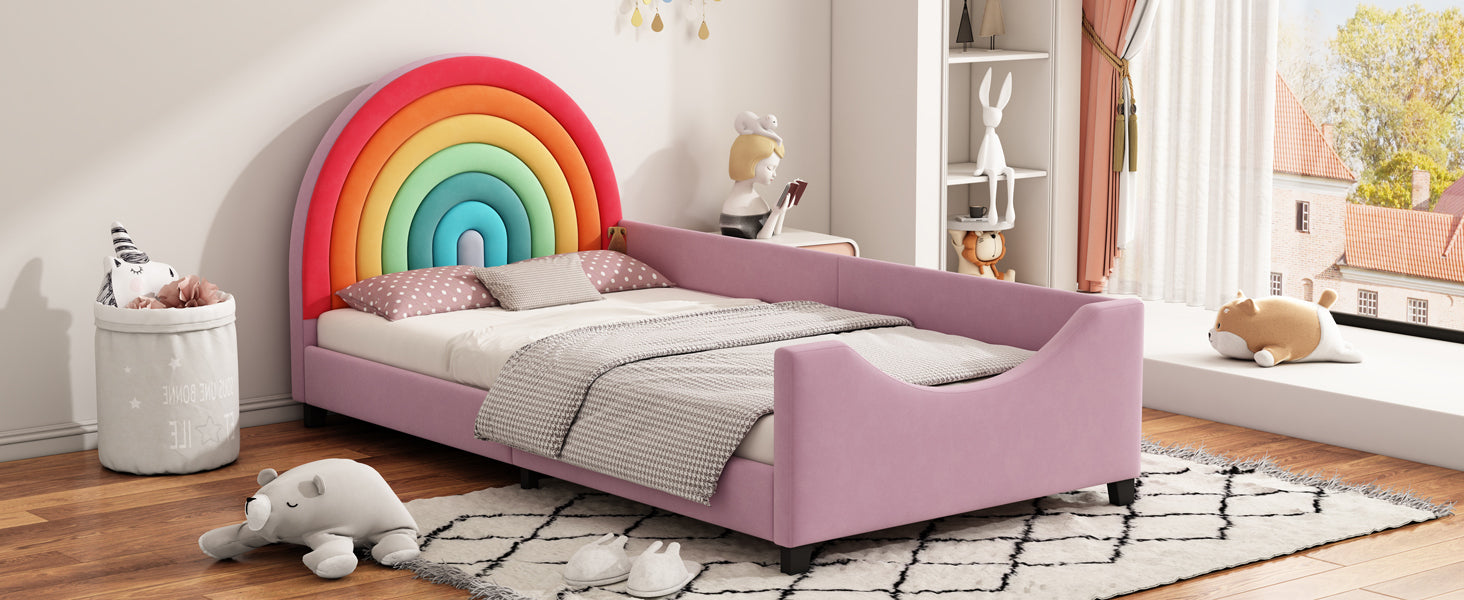 Twin Rainbow Velvet Enclosed Bed