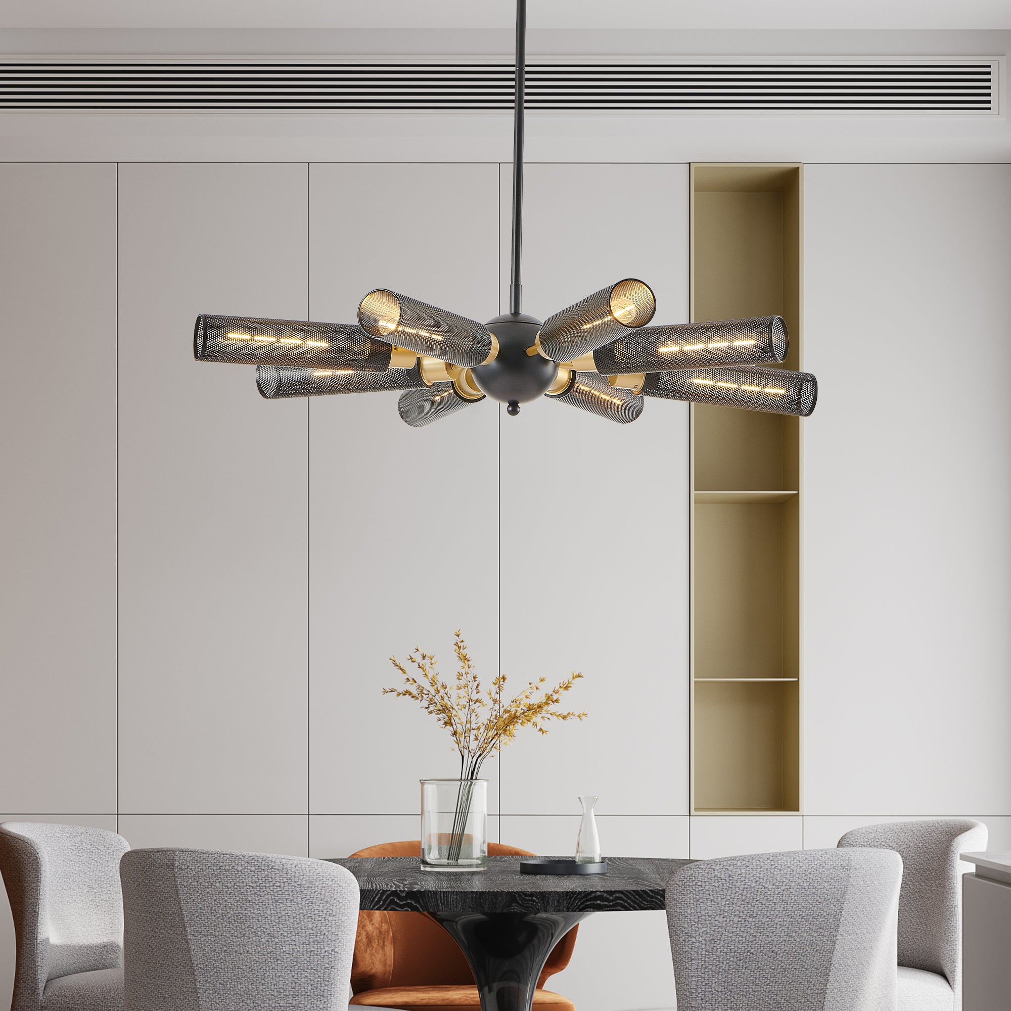 Modern Industrial Barrel Style Sputnik Chandelier