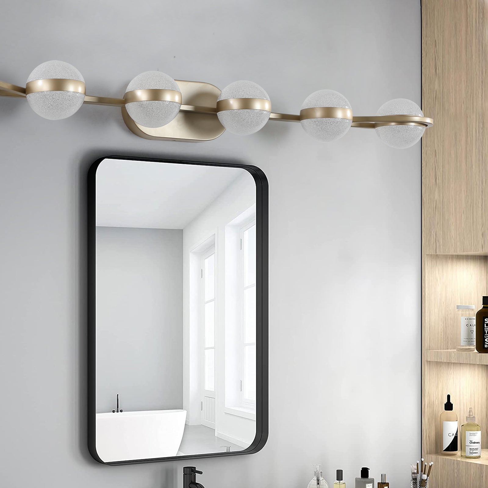 Aestin's Sleek and Elegant Brushed Gold 6-Light LED Vanity Light