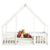 White Full Wood House-Shaped Toddler Floor Bed with Fence and Guardrails