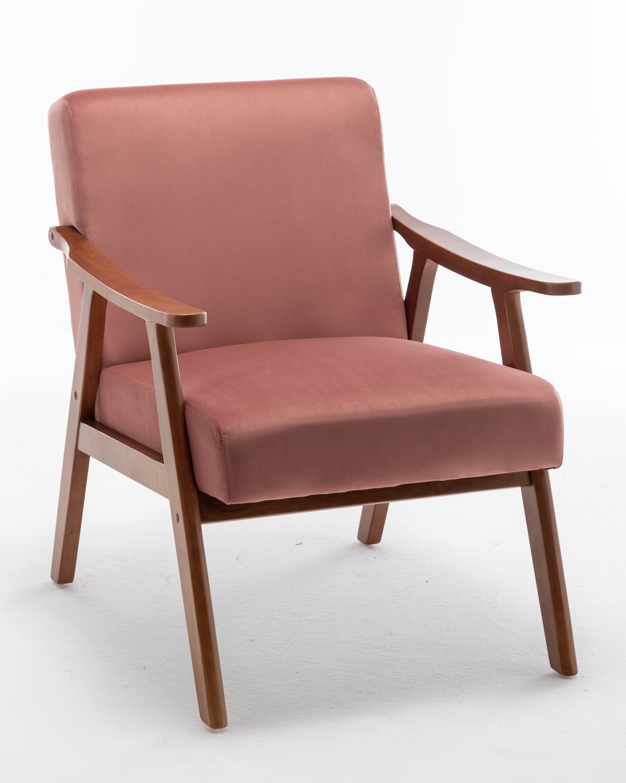 Mid-Century Modern Accent Chair - Solid Wood Frame, Extra-Thick Backrest, Ideal for Living Room, Bedroom, or Reading Room