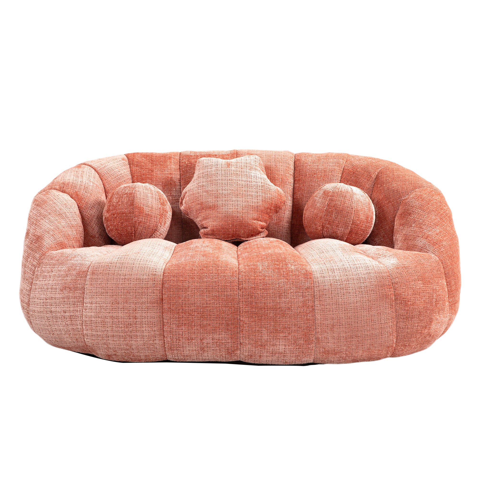 Pink Chenille Bean Shape 2-Seater Lazy Sofa