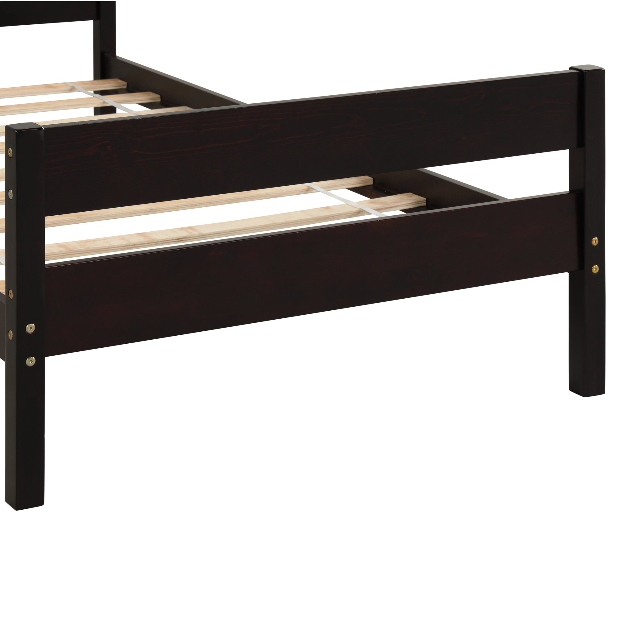 Espresso Tone Twin Bed with Headboard and Footboard