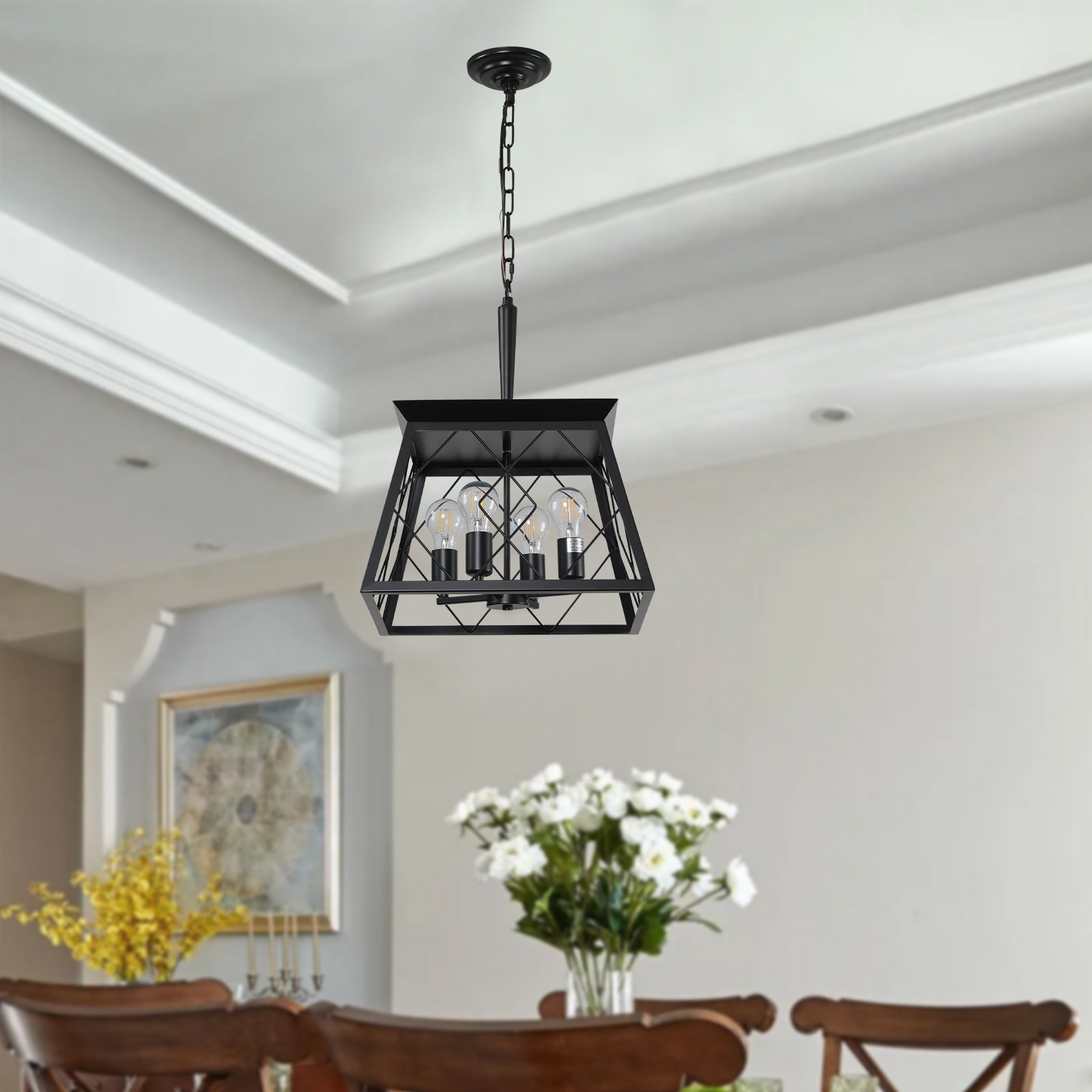 15.7-Inch Black Farmhouse Pendant Light