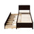 Twin Size Bed with Storage Integrated Headboard, Trundle & Drawers in Espresso