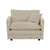 Comfy Beige Chenille Upholstered Deep Single Seat Sofa Armchair with Toss Pillow