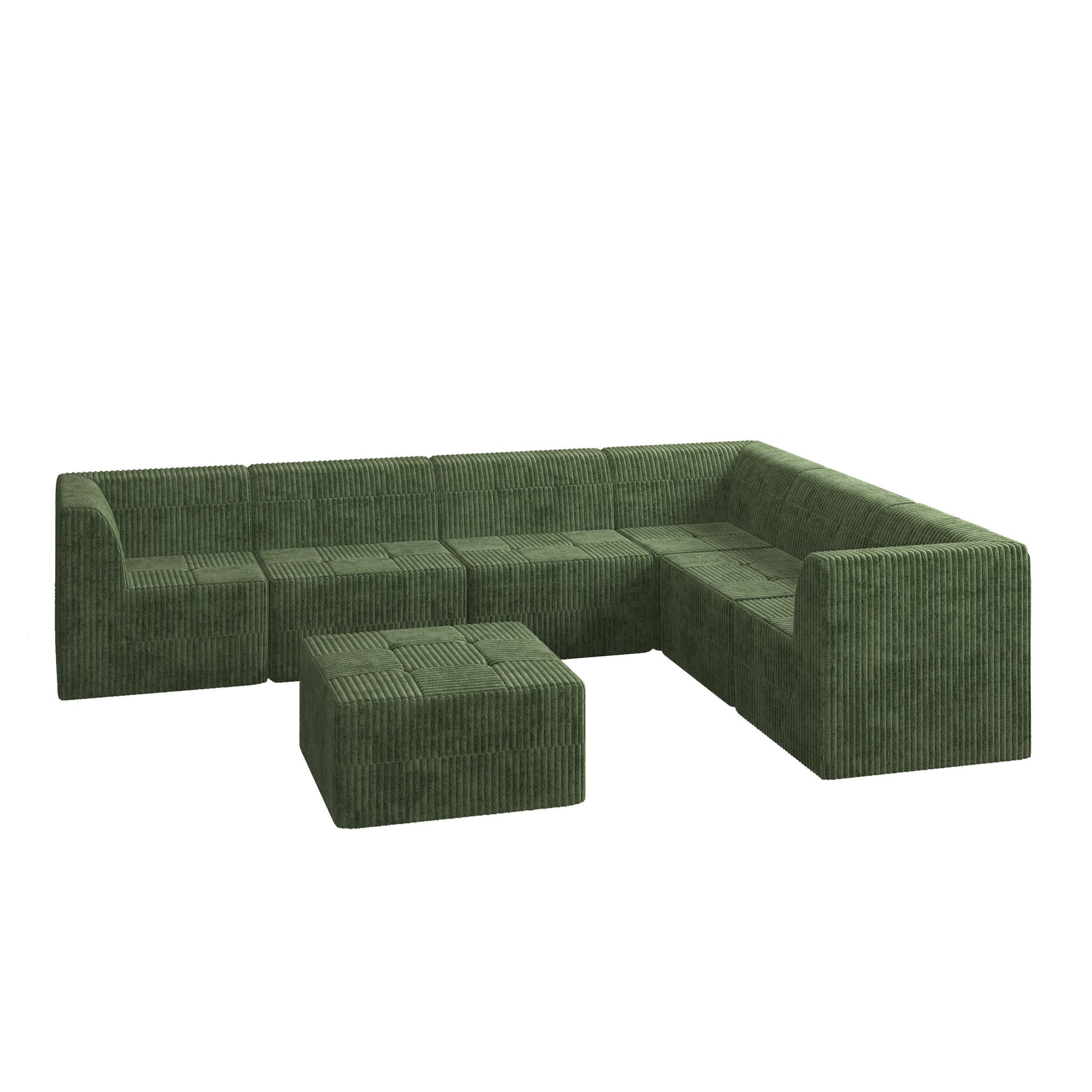7-Seater Modular Foam Sofa In Green Minimalist Design