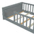 Gray Twin Toddler Floor Bed with Built-in Book Storage Rack