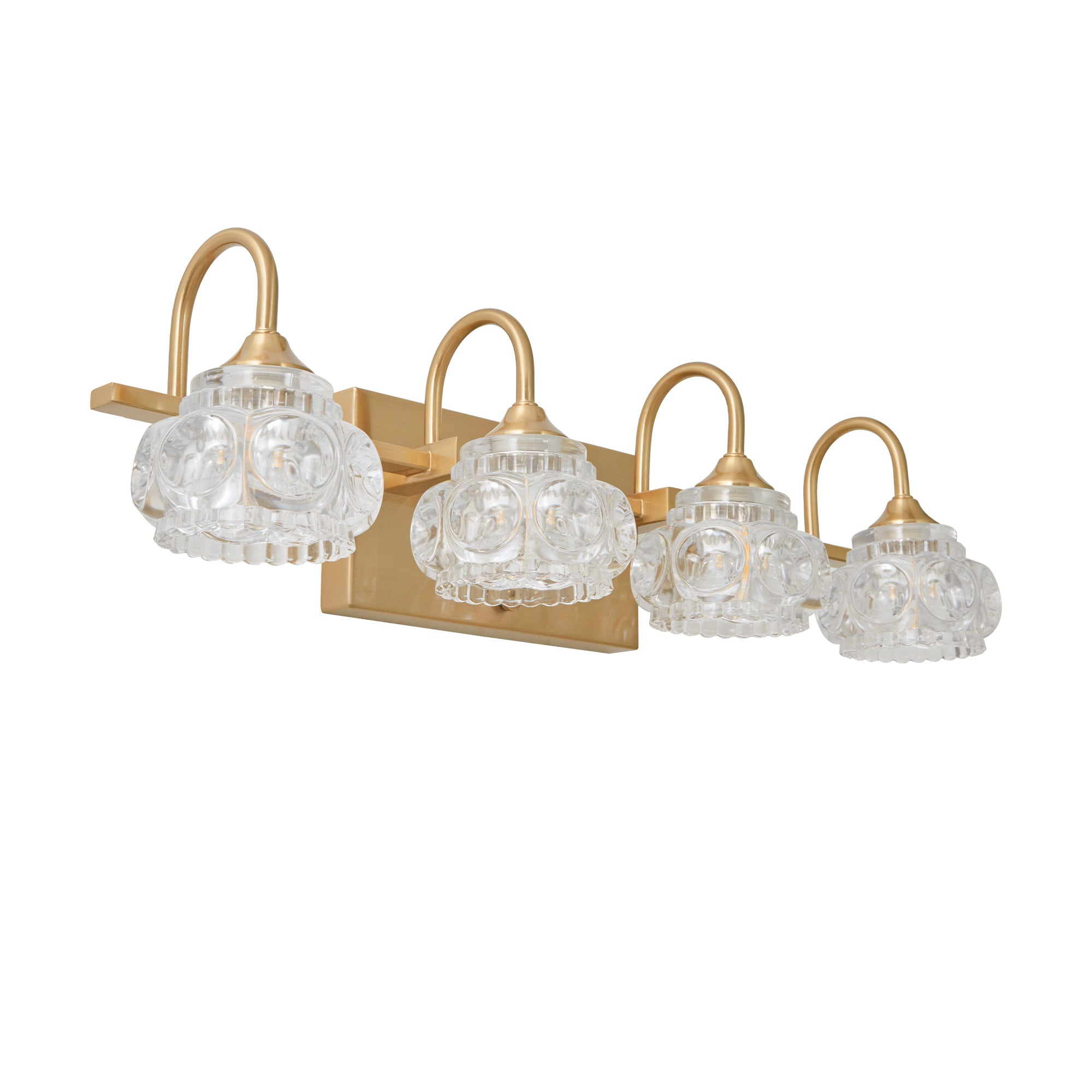 Aestin's 4-Light Golden Wall Vanity Light with Clear Glass Shade