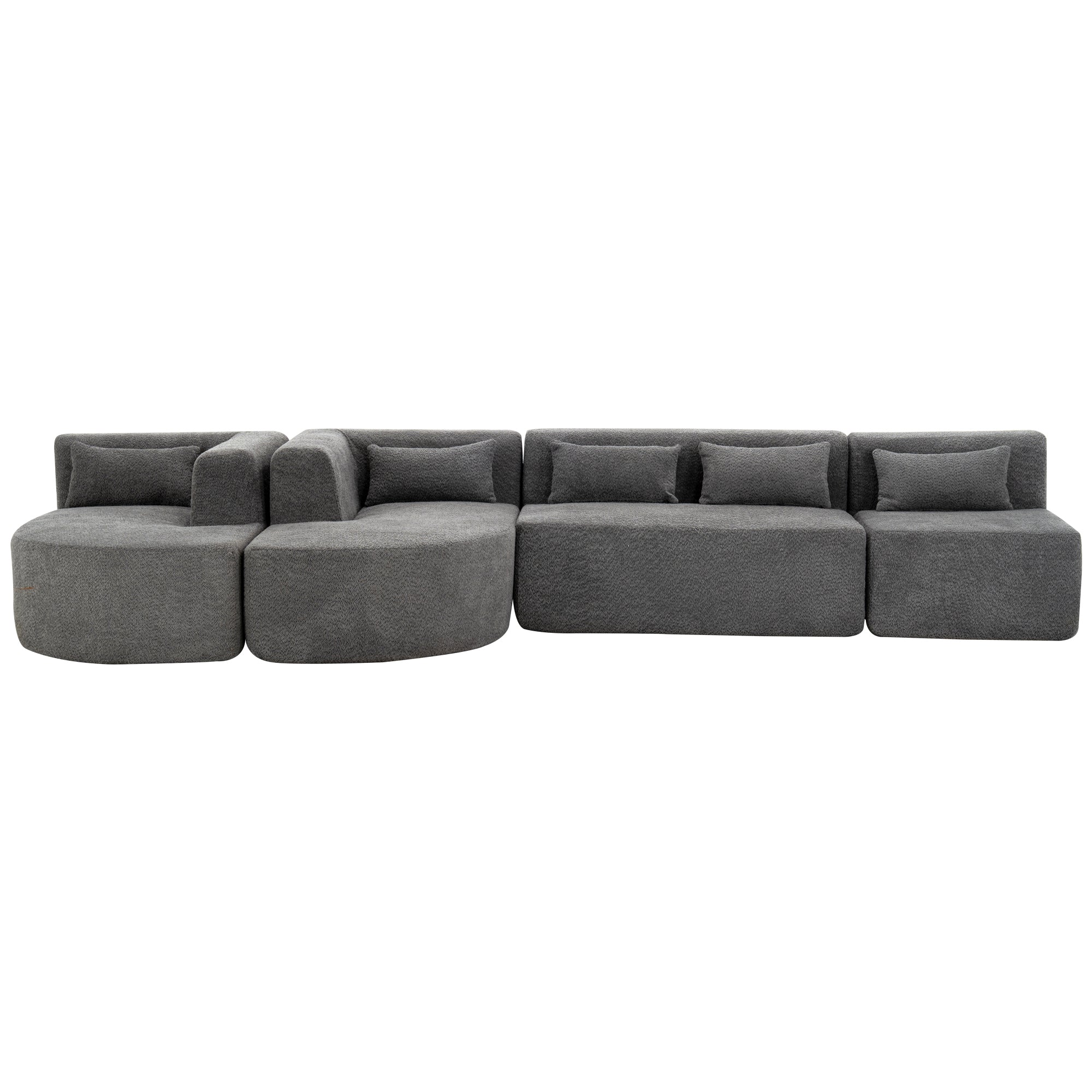 Copenhagen Modular Bouclé L-Shape Sofa in Light Gray