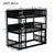 Black Twin Size Triple Rubber Wood Bunk Bed with Ladders and Detachable Design