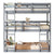 Gray Triple Rubber Wood Bunk Bed with Built-in Ladders and Guardrails