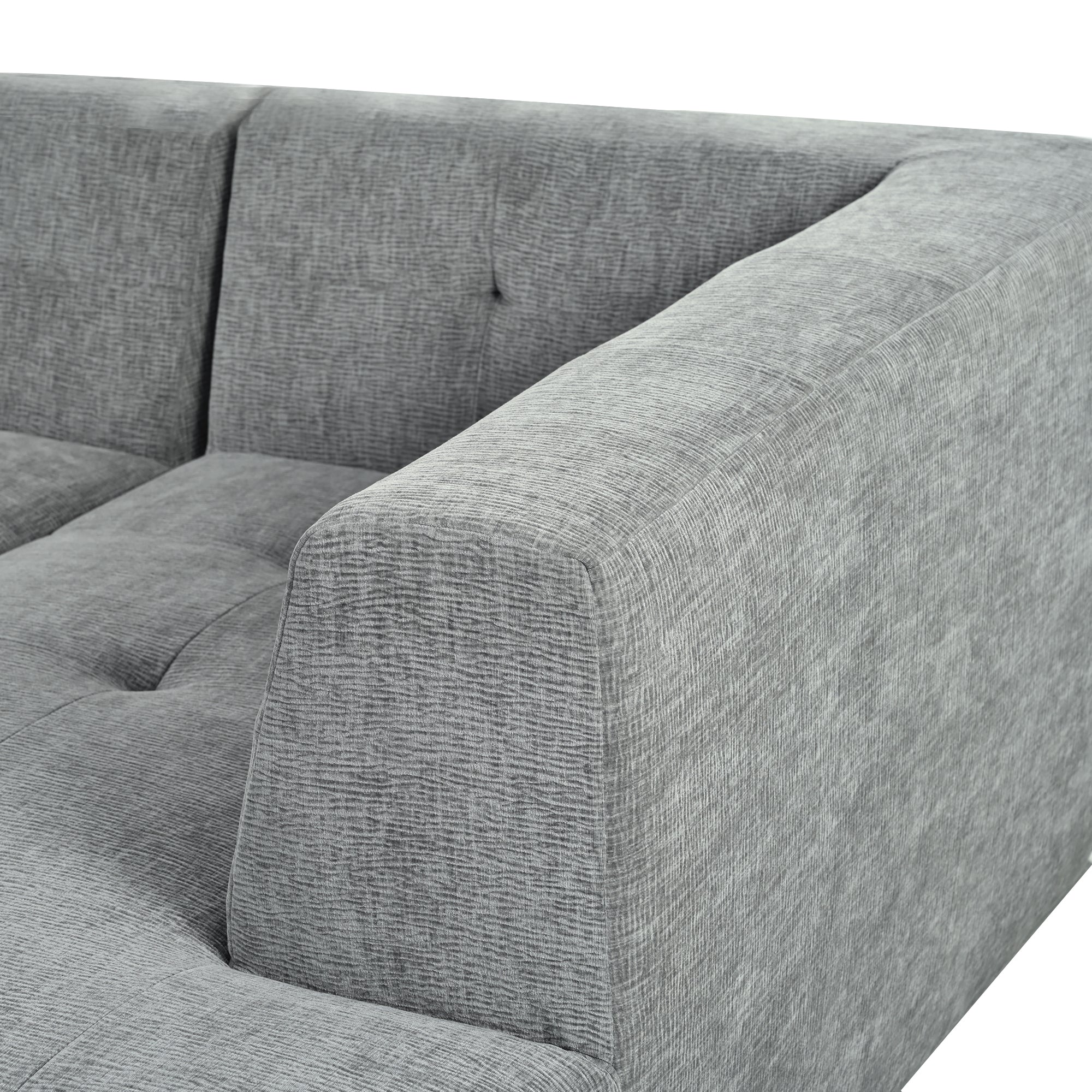 Mombasa 3-Seat Chenille Sofa in Light Gray