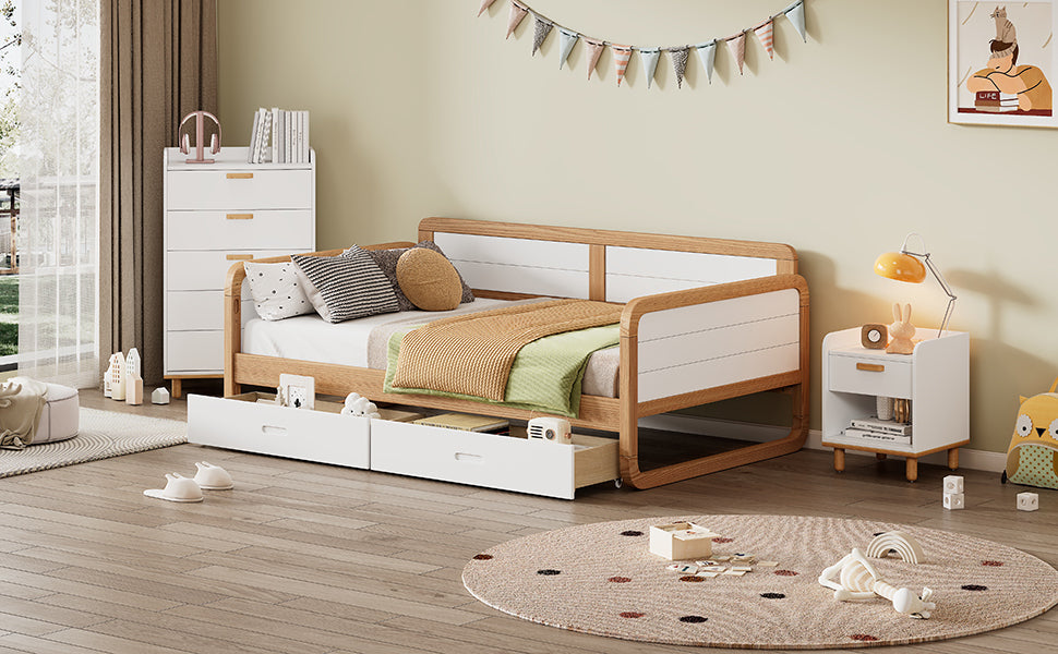 Twin Size White & Walnut Modern Daybed