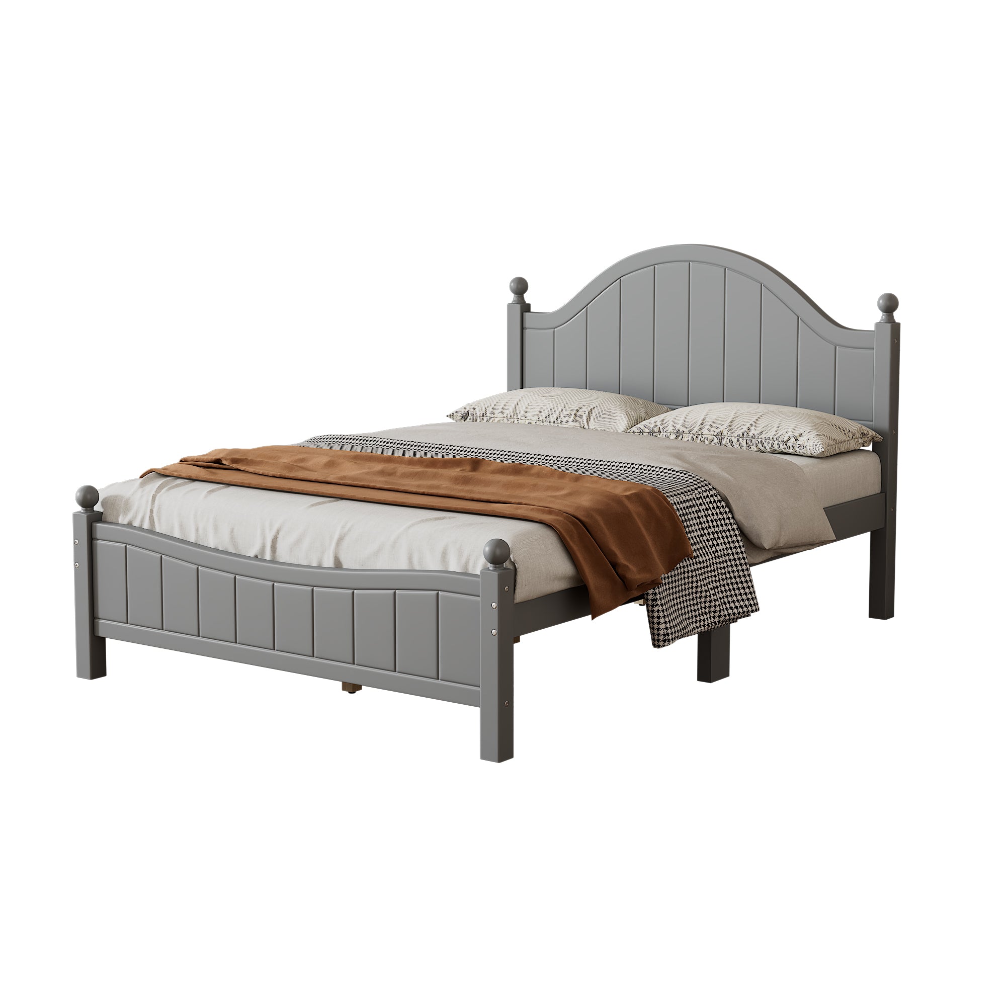 Full Size Solid Wood Gray Bed Frame