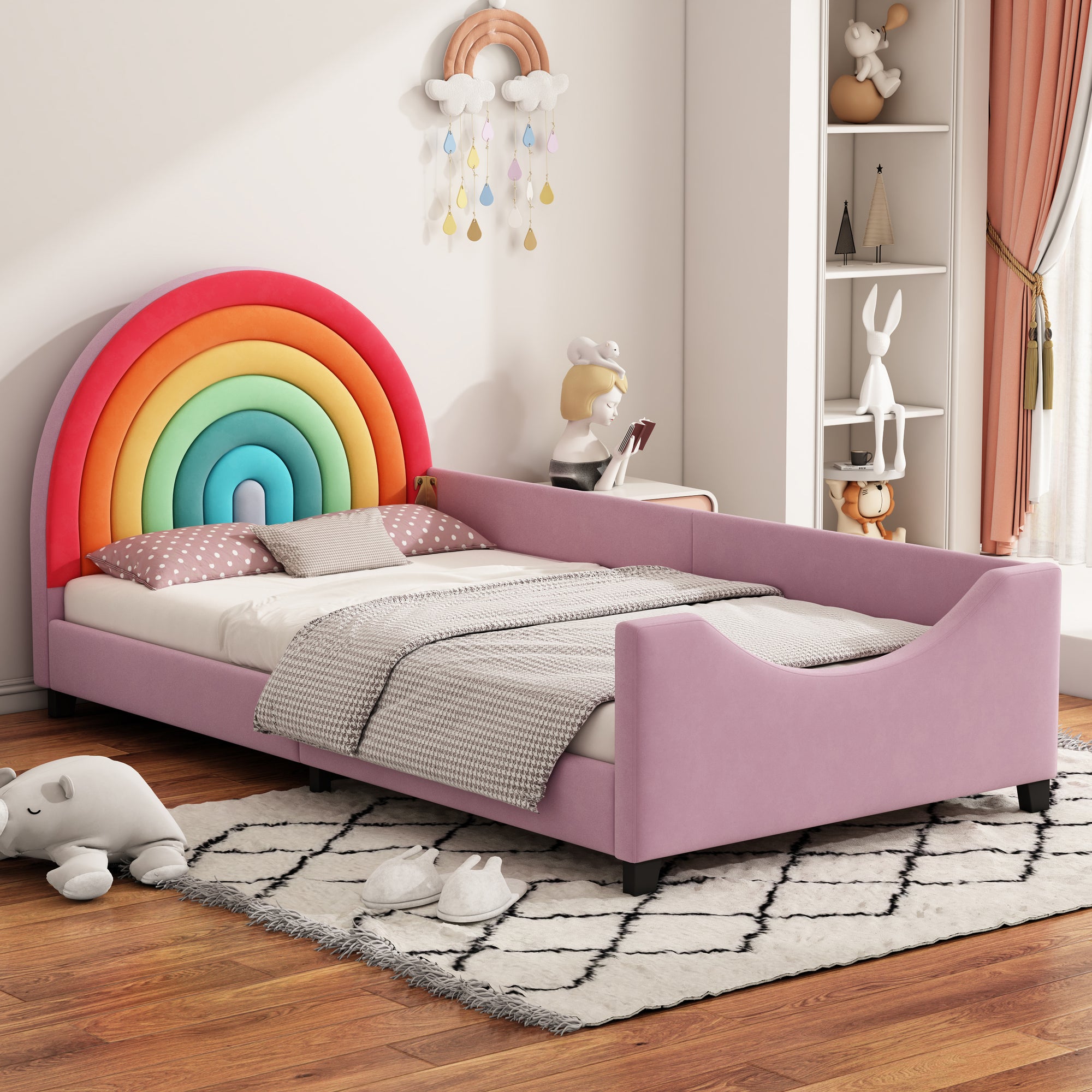 Twin Rainbow Velvet Enclosed Bed