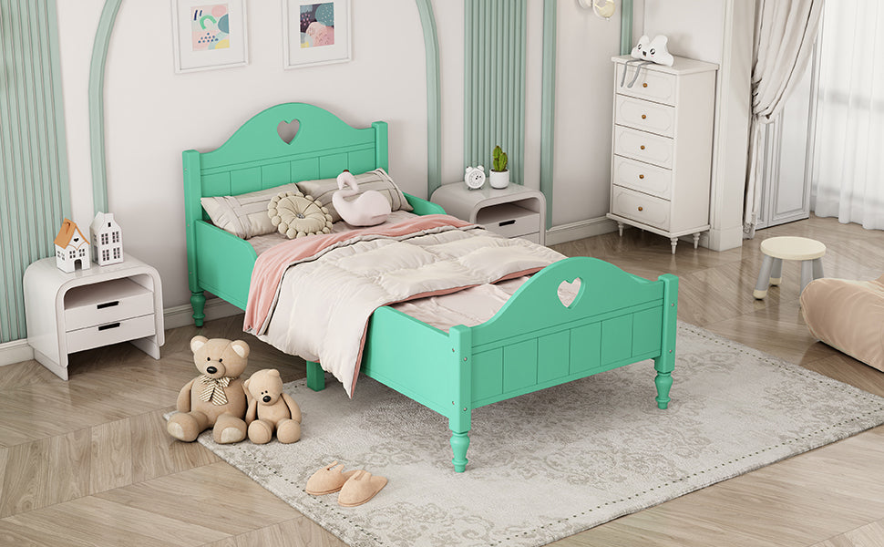 Seasoft Green Twin Macaron Toddler Bed Frame with Safety Rails