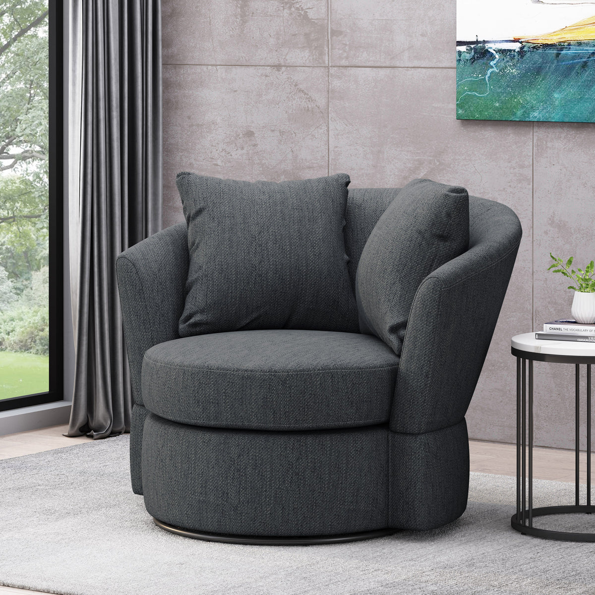 Charcoal Swivel Club Chair