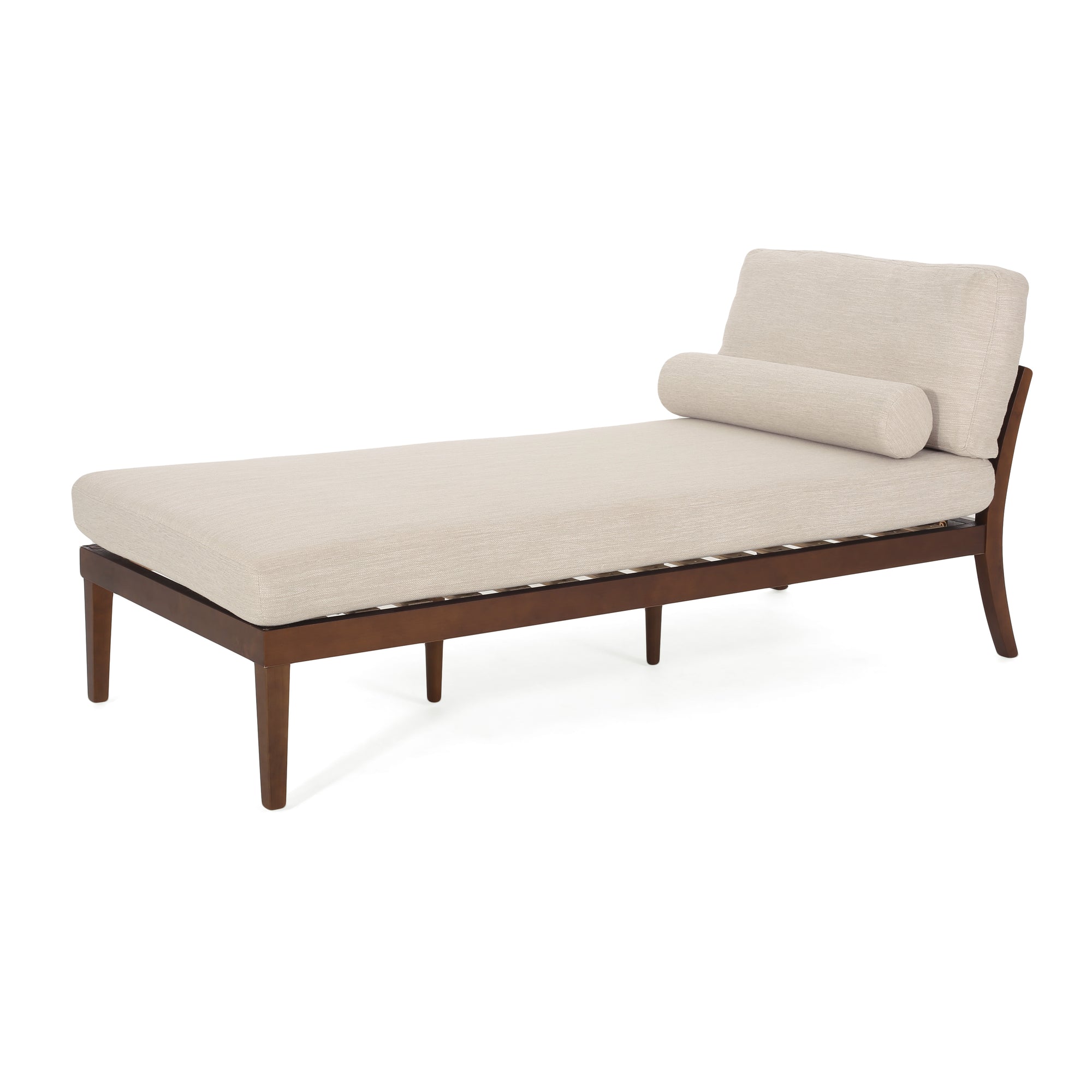 Elegant Beige-Brown Chaise Lounge with Detachable Cushions