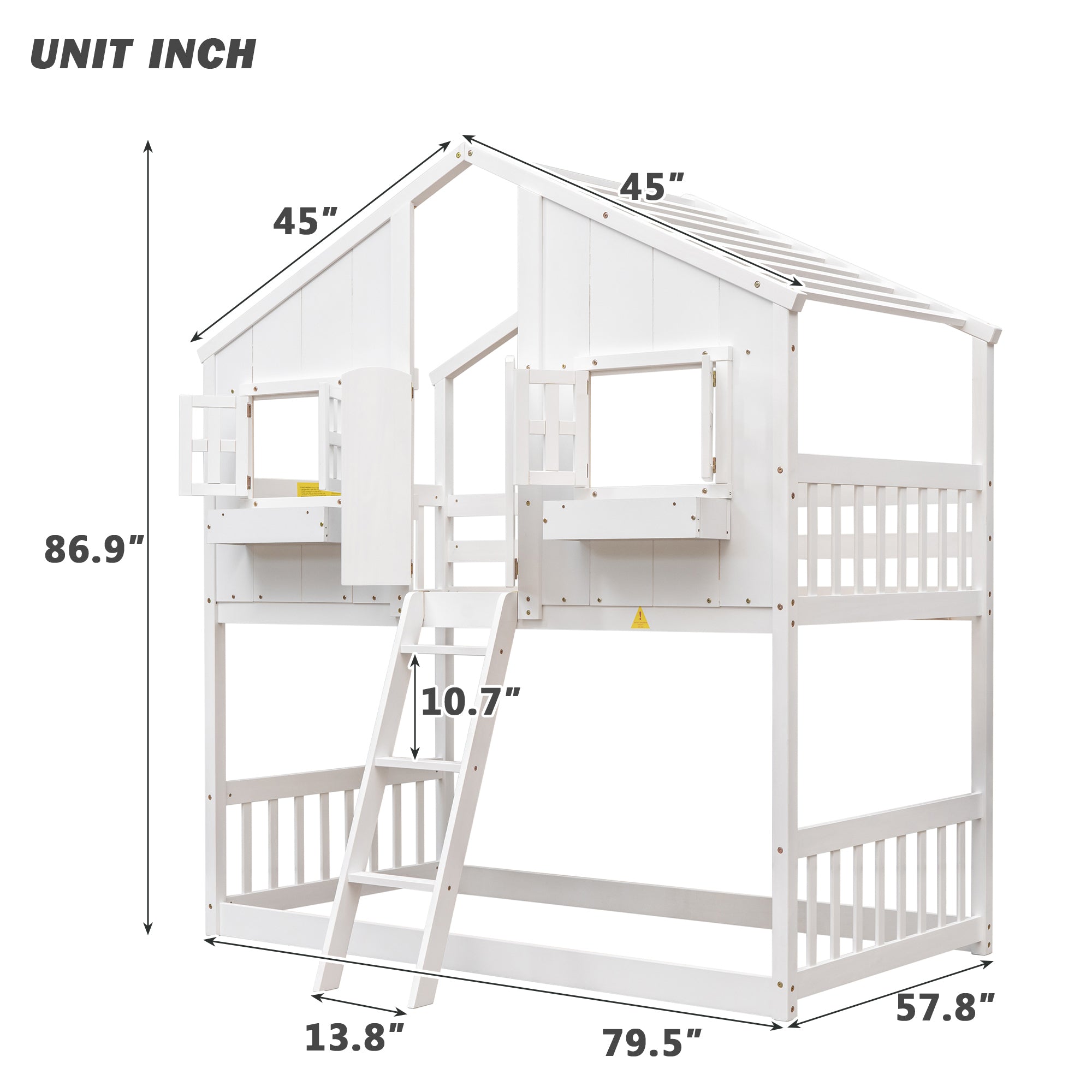 White Twin Over Twin Tree House Inspired Bunk Bed