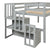 Gray Twin Loft Bed with Staircase and Storage