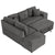 Dark Gray Chenille Pull-Out Sofa Bed with Storage Ottomans and Wireless Charger