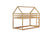 White Oak Twin Over Twin Rubber Wood House-Shaped Bunk Bed with Ladder & Guardrails