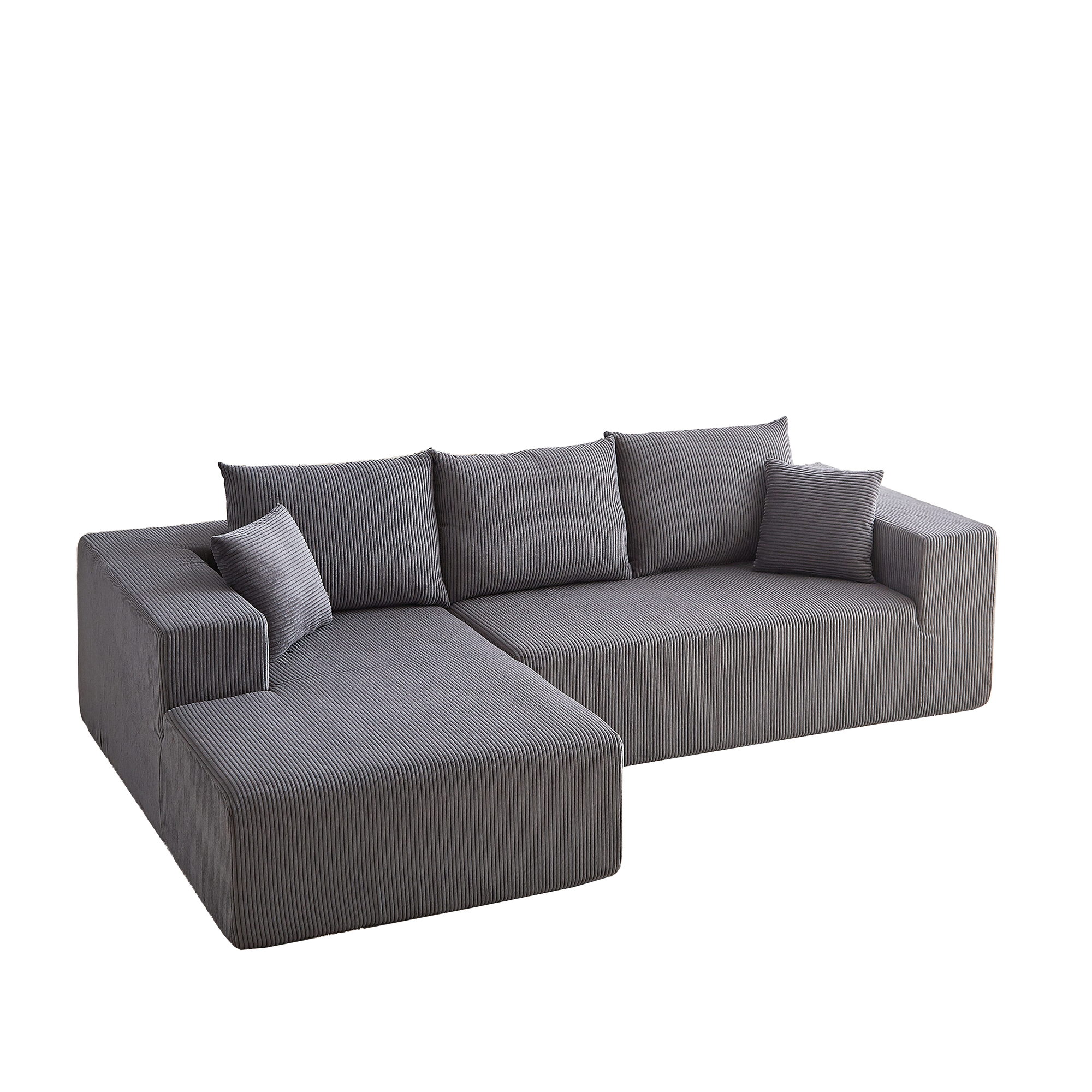 3-Seater Modular Corduroy Sofa In Gray Flexible Configuration