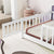 Twin House-Shaped Bedside Toddler Floor Bed with Guardrails, Slats & Door