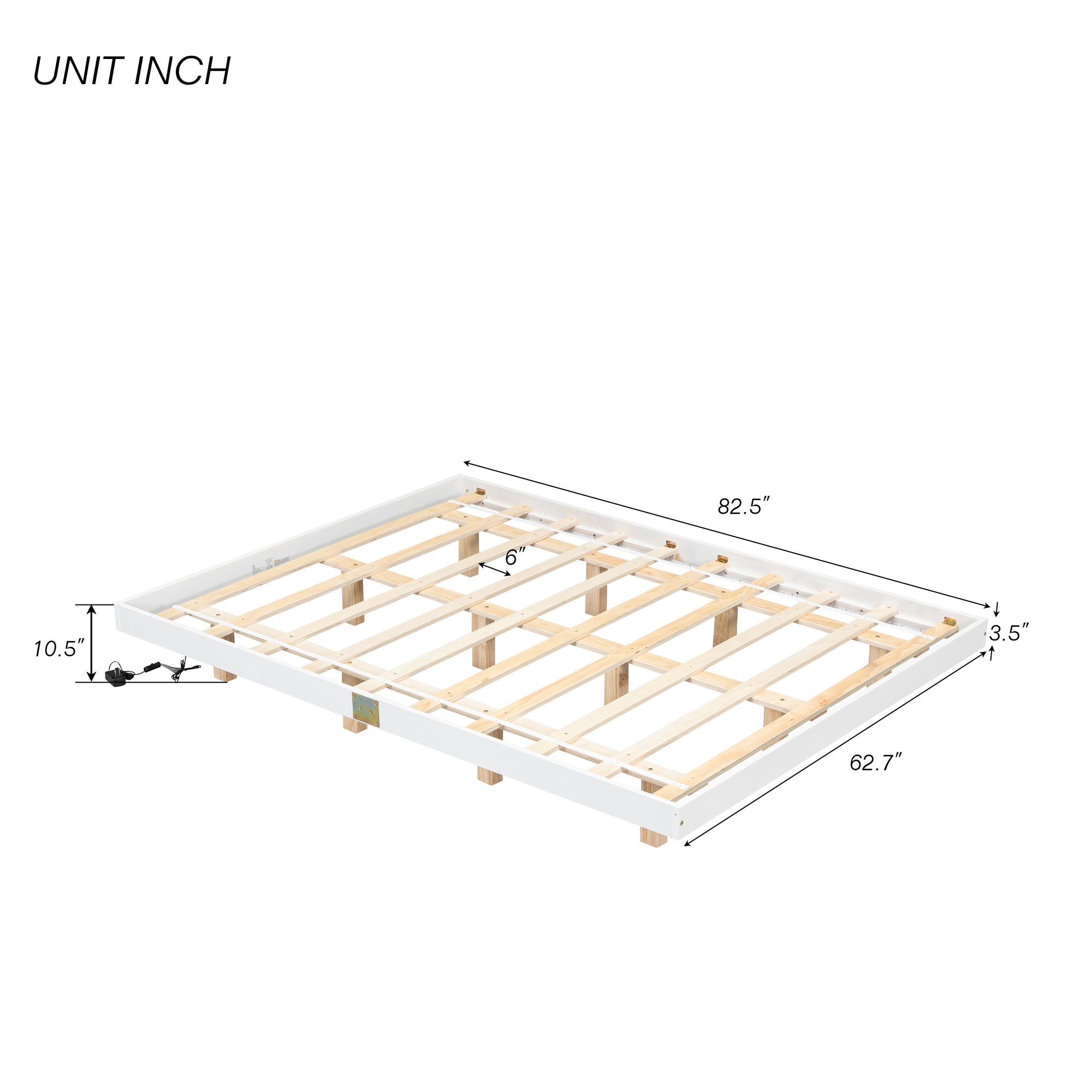 Queen Size Floating Bed with LED Lights Underneath