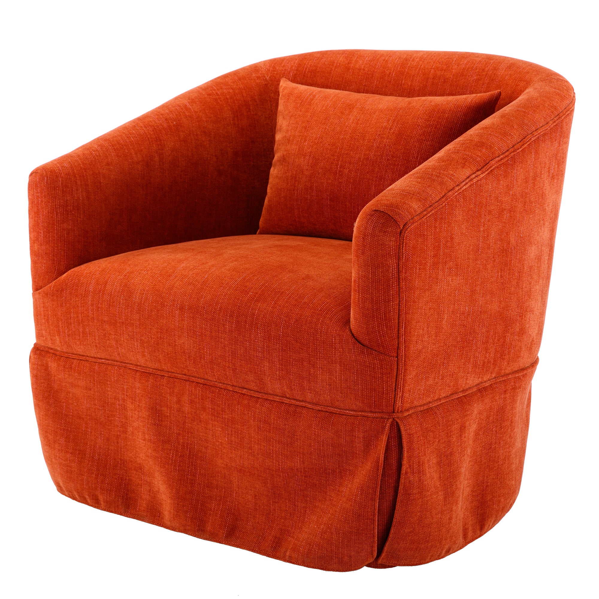 360-degree Swivel Accent  Armchair Linen Blend Orange