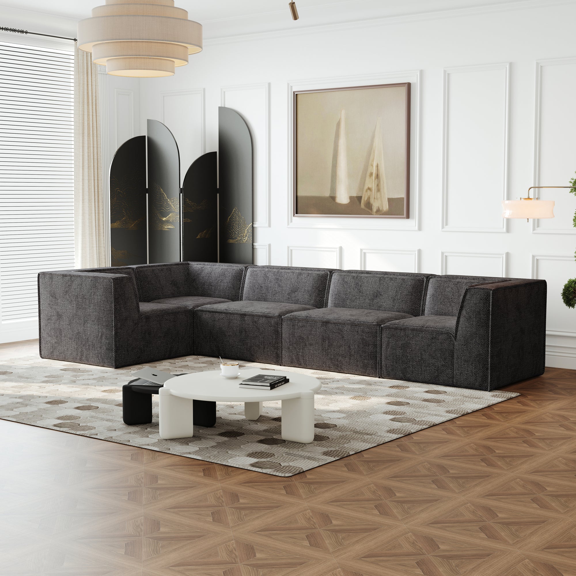 Kinshasa 5-Seat Modular Sofa in Black