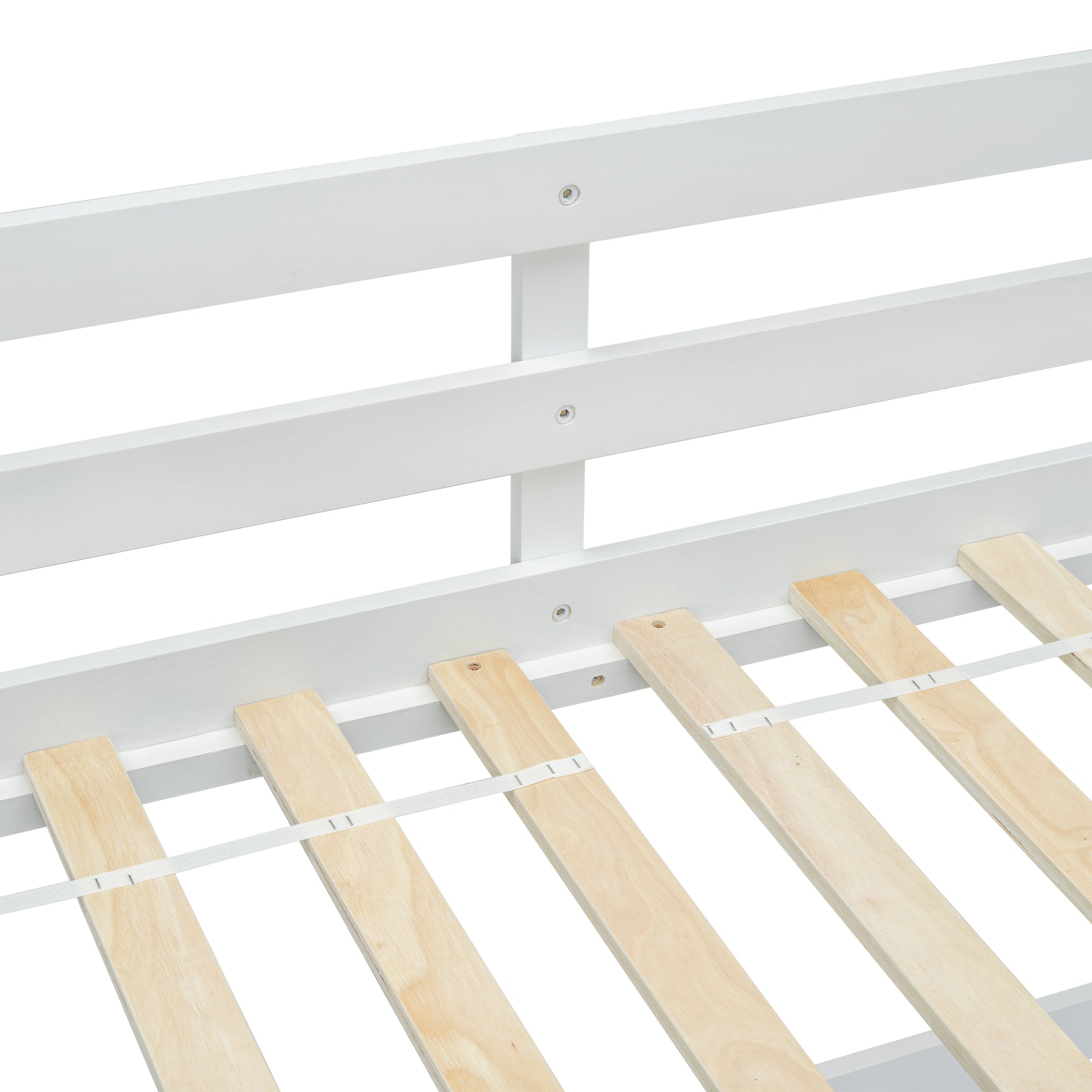 White Twin Size High Loft Bed with Inclined Ladder and Guardrails