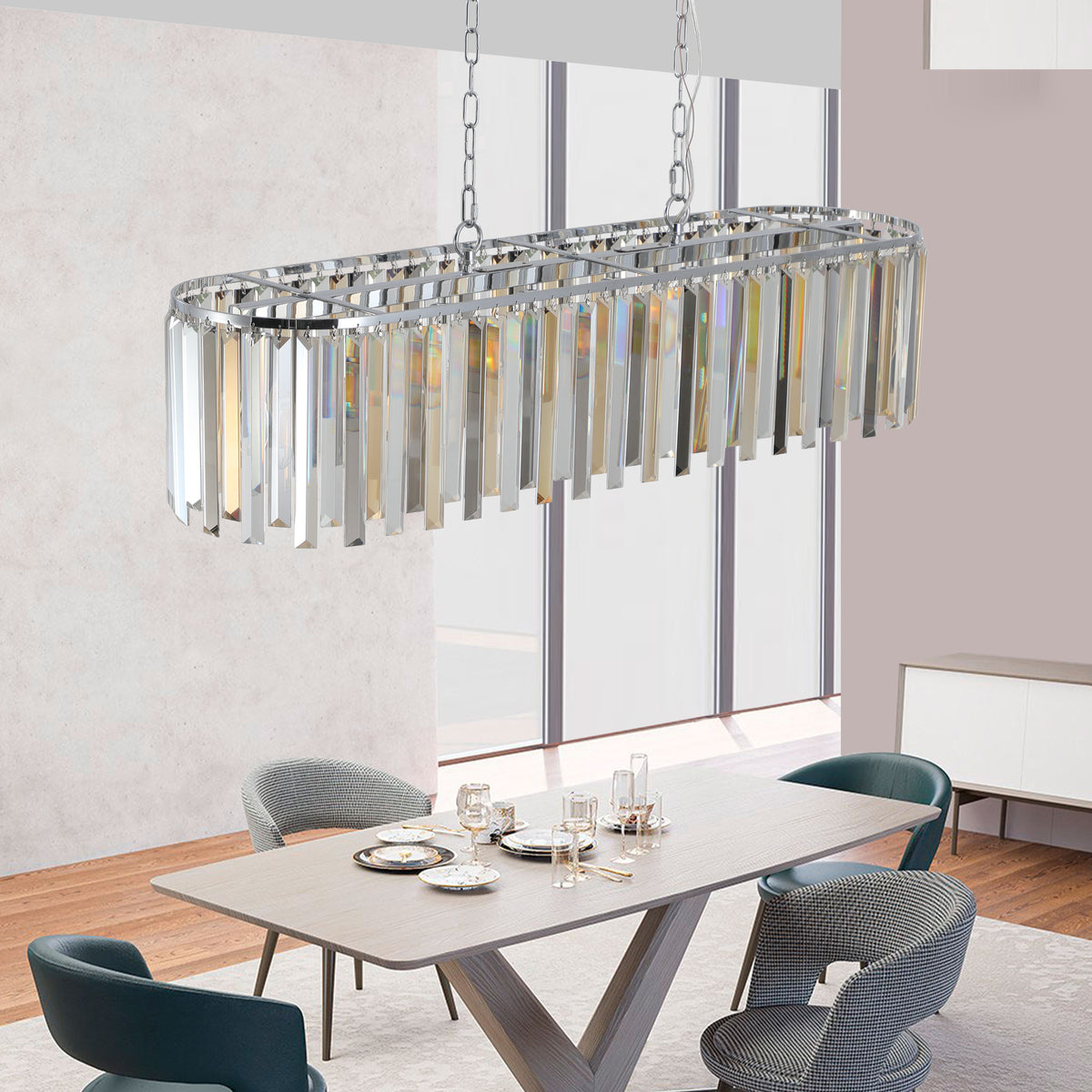 Modern Oval Crystal Ceiling Chandelier