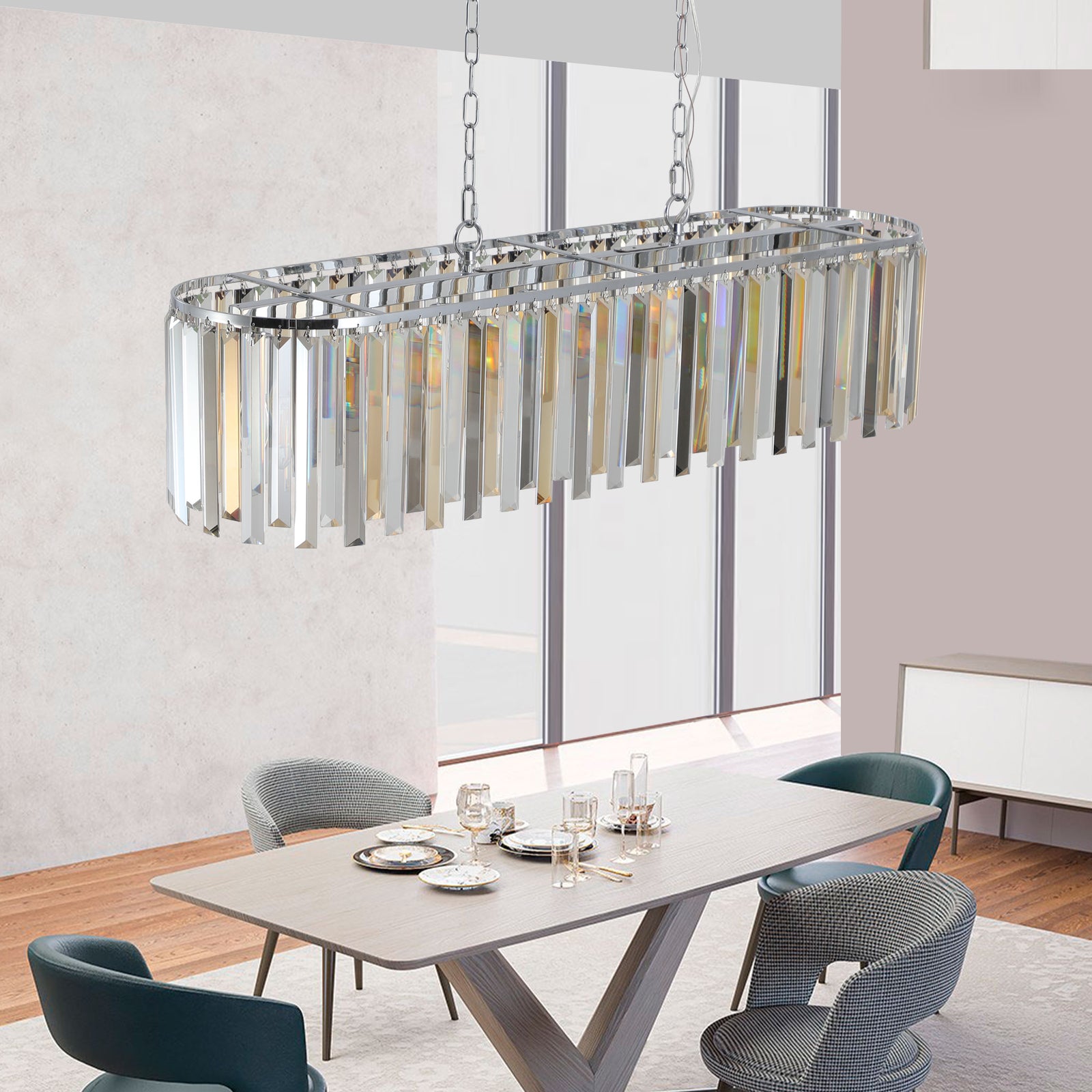 Modern Oval Crystal Ceiling Chandelier