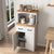 Wooden Kitchen Cabinet White Pantry Storage Microwave Cabinet with Storage Drawer In White