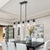 Modern Industrial 5-Light Matte Black Chandelier with Adjustable Height and Glass Shades