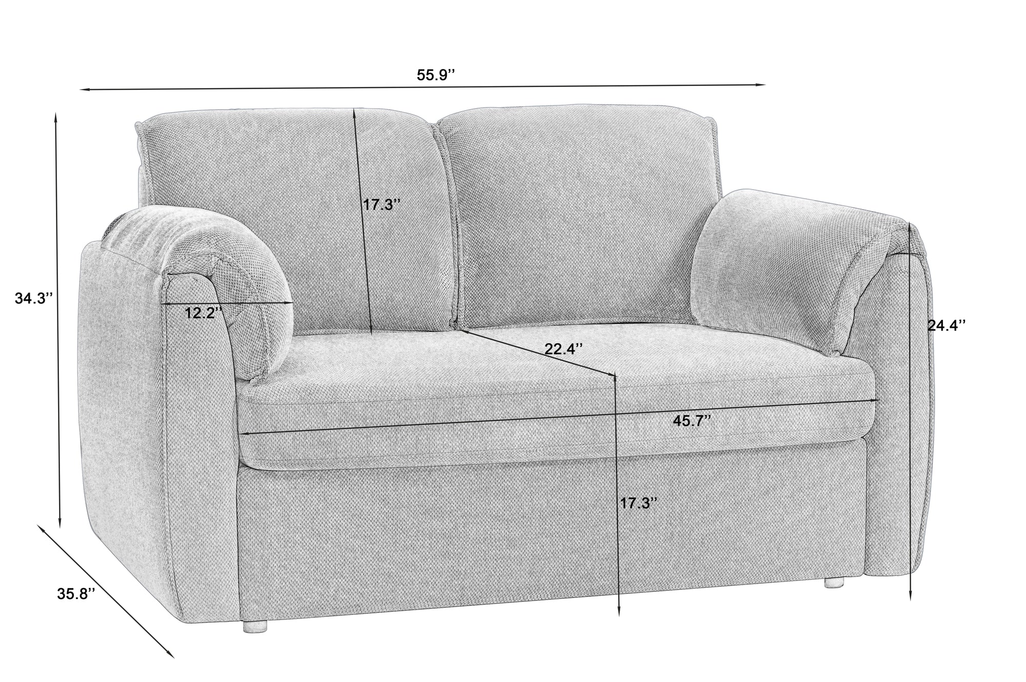 Gray Chenille Sofa Bed with Plush Comfort and Effortless Conversion