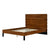 Brown Full Mid-Century Modern Solid Wood Bed with Six-Piece Headboard