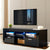 Black Modern TV Stand With LED Lights High Glossy Front In Black