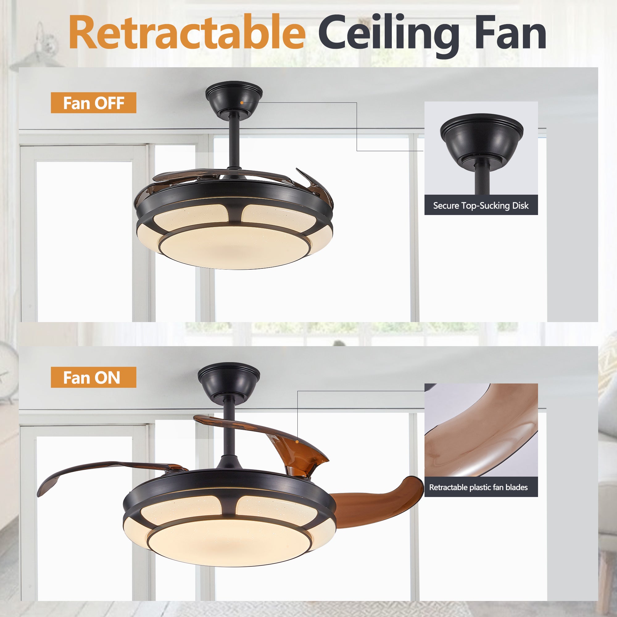 Modern Minimalist Invisible Ceiling Fan with Light