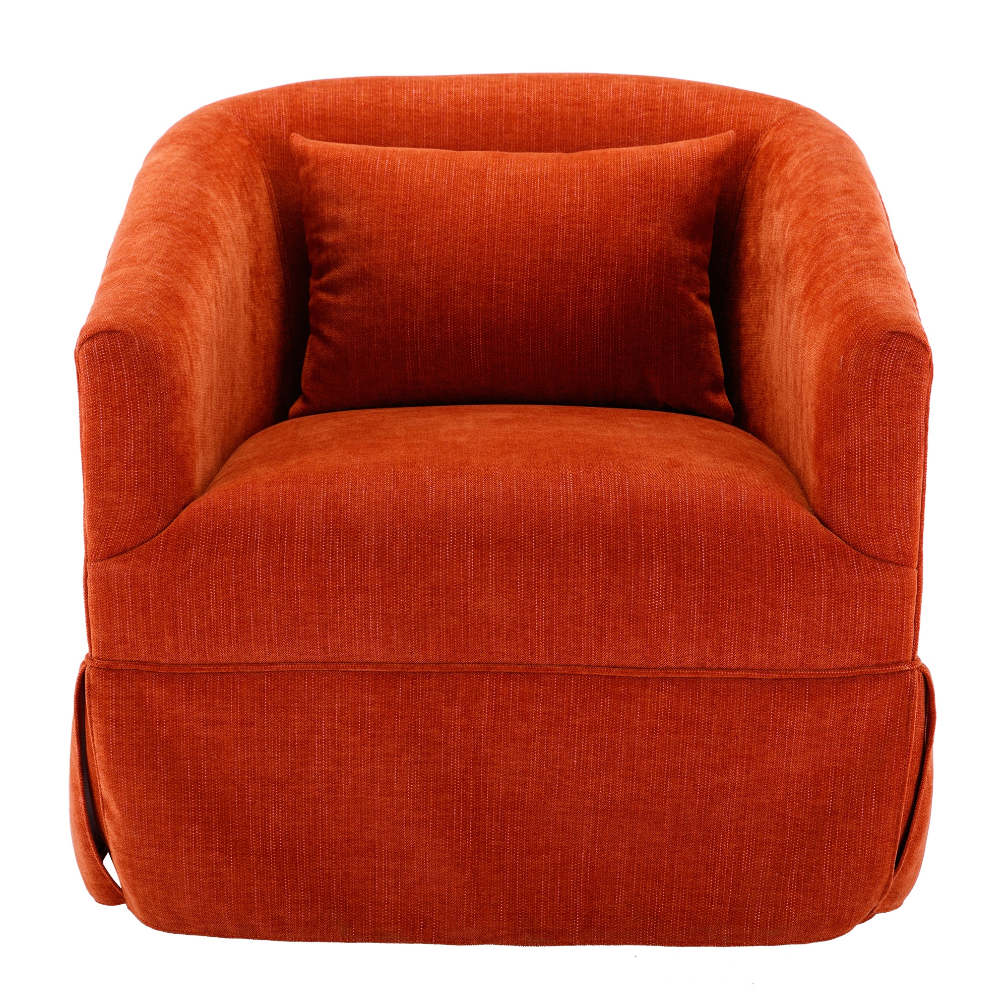 360-degree Swivel Accent  Armchair Linen Blend Orange