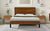 Brown Full Mid-Century Modern Solid Wood Bed with Six-Piece Headboard