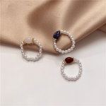 Load image into Gallery viewer, Boho Natural Stone &amp; Pearl Stretch Rings
