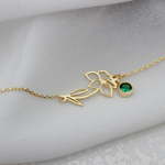 Load image into Gallery viewer, Birthday Flower Bracelet Birthstone and Flower Bracelet
