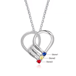 Load image into Gallery viewer, Personalized Name &amp; Birthstone Heart Striped Pendant Necklace

