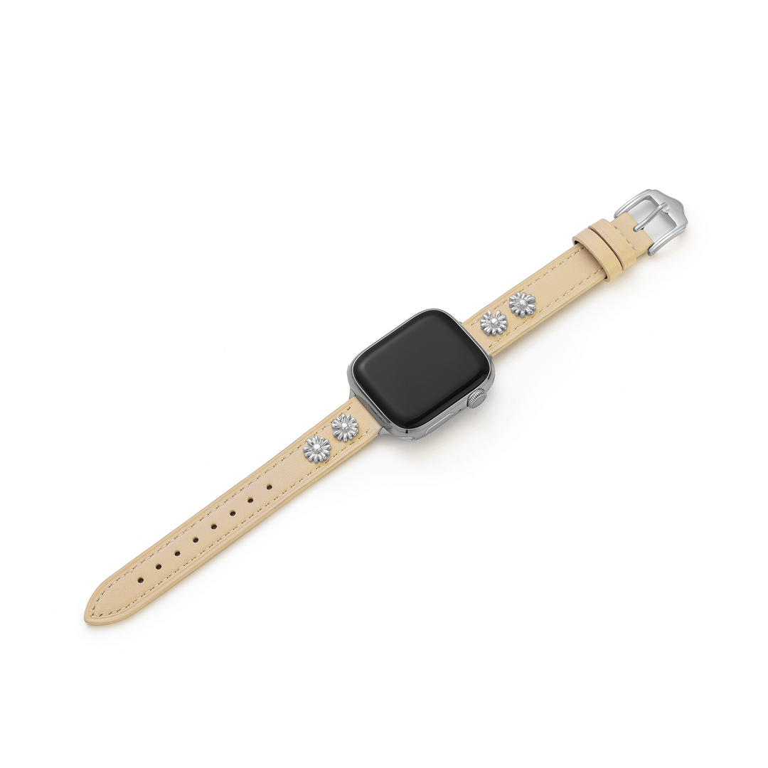 Sleek Leather Daisy Apple Watch Bands for Women