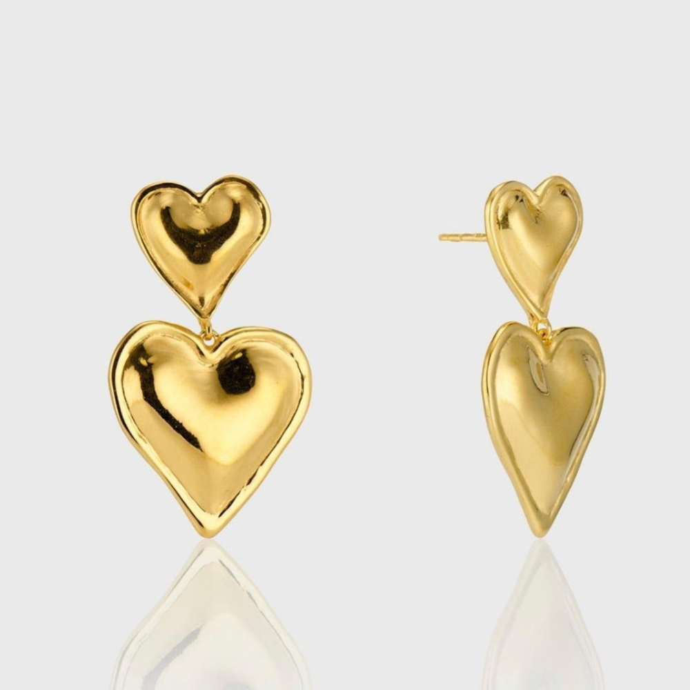 Double heart statement earrings